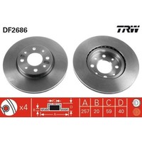 Bremsscheibe TRW DF2686 FüR Alfa Romeo Fiat Lancia Vorderachse