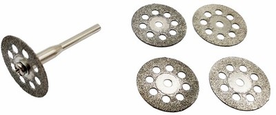 5x Mini Diamant Trennscheibe 22mm +Dorn für Multifunktionswerkzeug Akkuschrauber