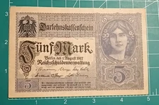 GERMANY 5 Mark 1917 P-56