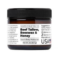 Beef Tallow for Skin, Grass Finished & Grass Fed Beef Tallow and Honey Balm B...
