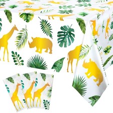 Tudomro 3 Pcs Jungle Safari Tablecloths Jungle Animal Table Cover Wild One Ta...