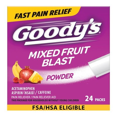 Pain Relief Powders, Extra Strength Headache Powder Mixed Fruit Blast, 24 ct (Pa