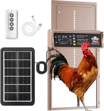 Automatic Chicken Coop Door Solar Powered with Timer & Light Sensor, LCD Display