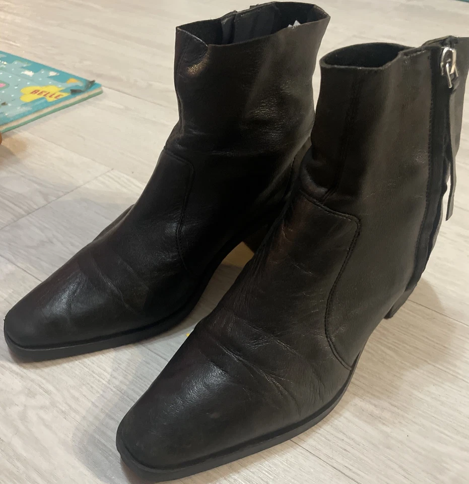 Botín Topshop de cuero con cremallera lateral para mujer 38/7,5 negro Foto 3 de 4