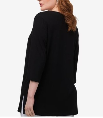Ulla Popken Women's Black Swing Round Neck Knit A-line Tunic Top Plus 28/30 NWT