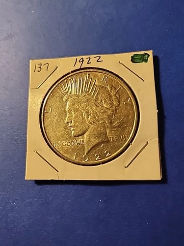 1922-D Peace Silver Dollar In About Uncirculated Condition