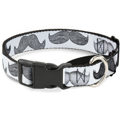 Plastic Martingale Collar Mustaches White/Sketch Small 9-15'' (US IMPORT)