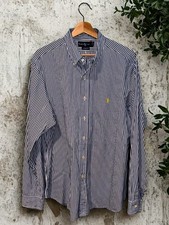 Polo Ralph Lauren Classic Fit Shirt Blue White Stripe Mens 17 XL Button Down