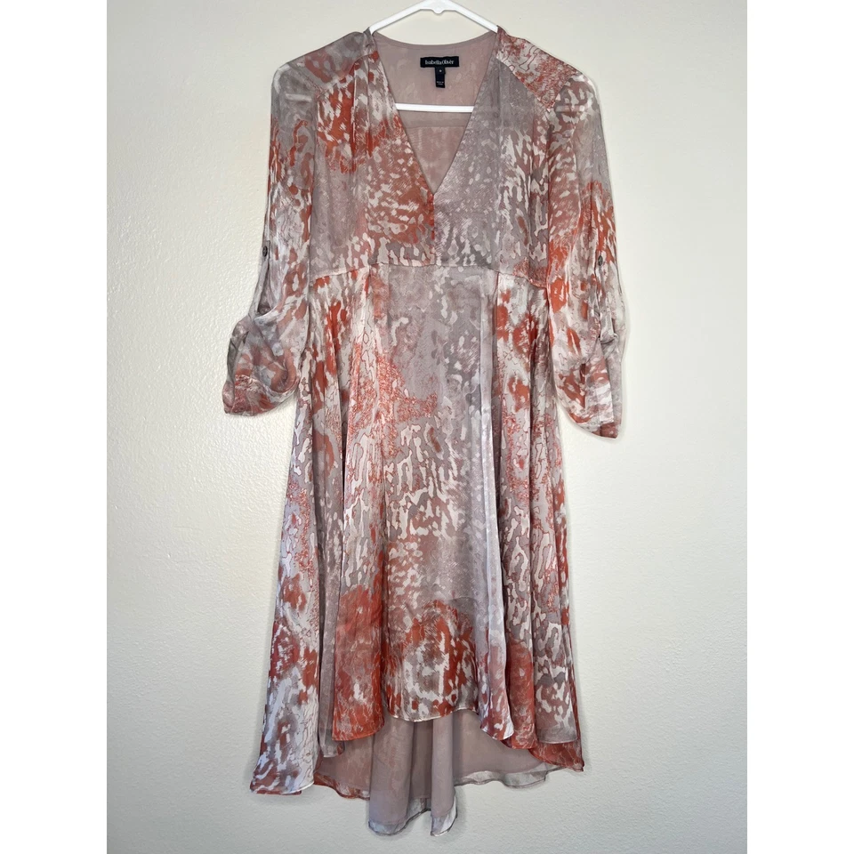 Isabella Oliver материнства шелк абстрактный печать высоты низкого Midi платье размер 0 V шеи - Изображение 2 из 4