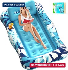 Pool Floats Adult,76"x48" XL Inflatable Tanning Pool Lounger Float with Pillow,4