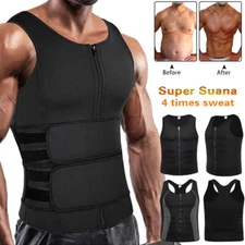 Men Neoprene Sauna Sweat Body Shaper Waist Trainer Fat Burner Vest Trainning Top