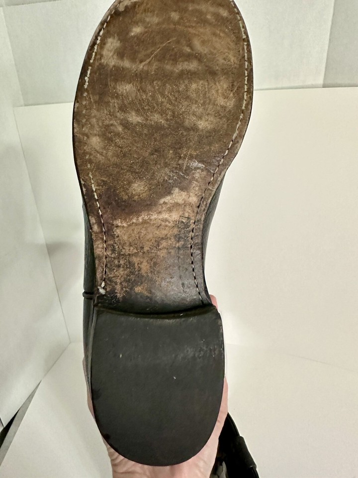 LARRY MAHAN Black Smooth Ostrich Round Toe Ropers Exotic Leather Boots ...