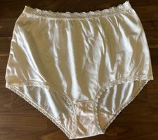 Vintage Cotillion Nylon Brief Panty 8 Beige Double Side Cotton Gusset Sissy