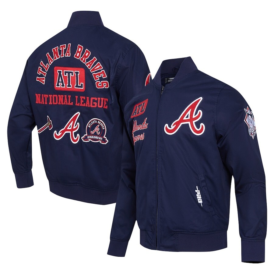 MLB アトランタ　ブレーブス　ジャケット　pro standard Men's Atlanta Braves Pro Standard Navy Twill Full-Zip Jacket SZ