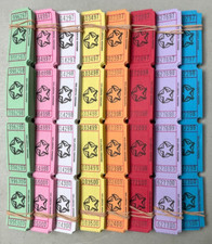 Star Raffle Tickets Package of 800 Single Stub 100 of Each Color Listed