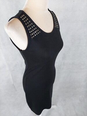Kleid Yessica C&A Gr. 36 S schwarz Nieten stretch Jerseykleid casual Trägerkleid