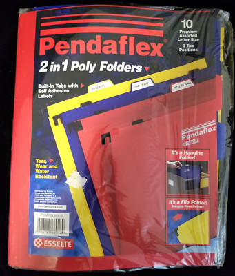 Pendaflex 2 in 1 Poly Folders - 10 Premium Assorted Letter Size - 3 Tab Position