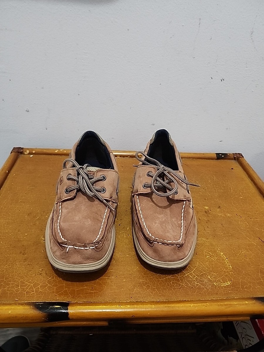 NEW Sperry Top Sider Boys Size 5M Lanyard 2 Eye Boat Shoe Dark Tan