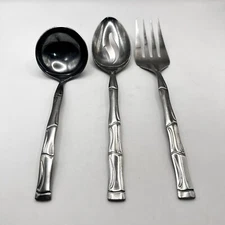 Lot Of 3 Home Concepts BAMBOO Stainless Steel Serving Set Ladle Fork Spoon JAPAN