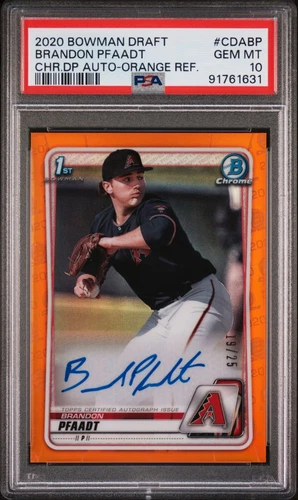 2020 BOWMAN DRAFT CHROME ORANGE  BRANDON PFAADT RC AUTO BD-171 /25 PSA 10 DBACKS