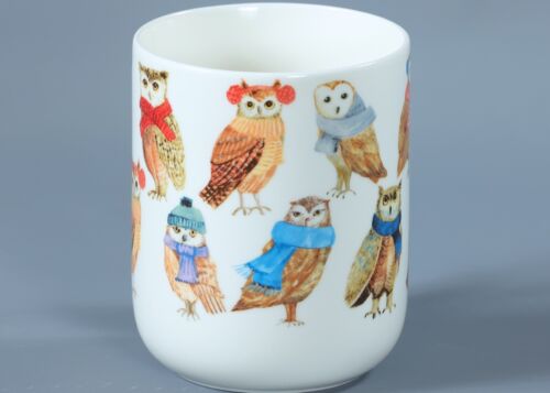 HARVEST GREEN STUDIO WINTER GEAR OWLS Bone China X LARGE DEVON Mug - Picture 2 of 3