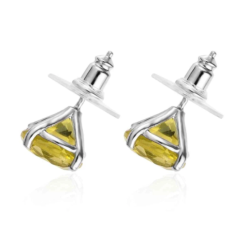 9.85tw Ouro Verde Quartz Solitaire Studs Platinum Plated Sterling Silver - Image 4 of 4