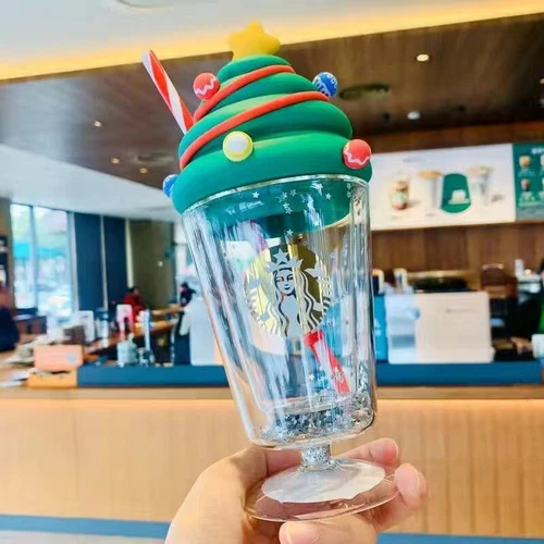Goblet Cup Christmas Tree Ice Cream Glass Straw Cups Tumbler Gifts - Picture 3 of 4