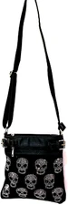 Women's Bling Rhinestone Multi Skull Shoulder Sling Bag Conceal Carry Handbag