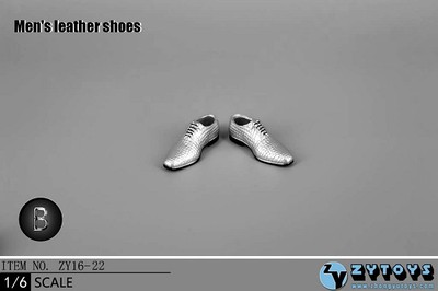 ZY Toys 1:6 Figure Accessories Men's Leather Shoes Silver ZY