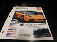 1992-1997 McLaren F1 Spec Sheet Brochure Photo Poster 93 94 95 96