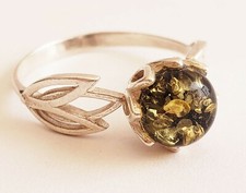 BALTIC AMBER 100 925 STERLING SILVER RING GORGEOUS NATURAL Amber 2.4gr SZ 9.75
