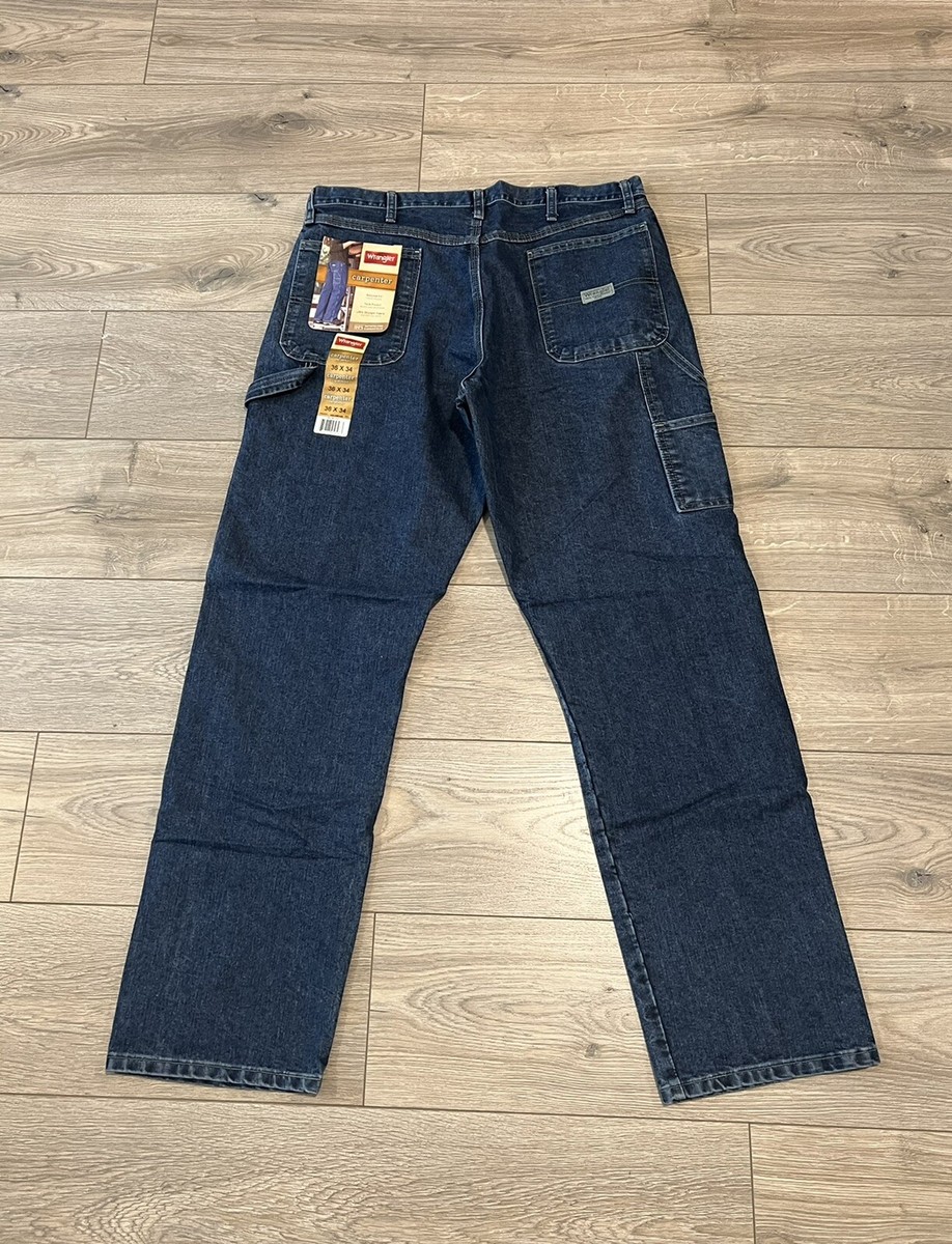 Wrangler Carpenter Relaxed Fit Tech Pocket Work Blue Jeans Mens Size 36 X  34 NEW