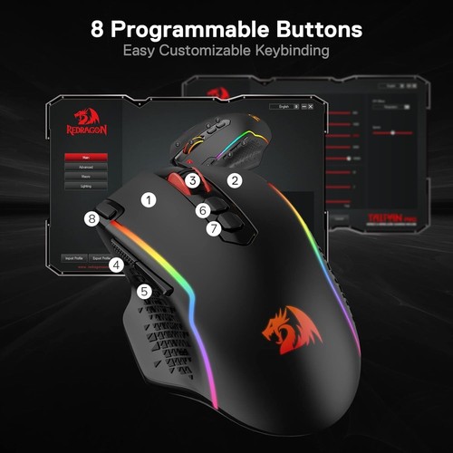 M810 Pro Wireless Gaming Mouse, 10000 DPI Wired/Wireless Gamer Mouse W/Rapid Fir - Picture 8 of 9