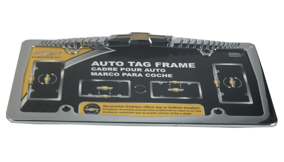 New Chevy Bowtie Elite Car Truck Heavy Duty Chrome Metal License Plate Frame Foto 3 de 3