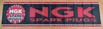 NGK Spark Plugs 2x8ft Banner Garage Decor Vintage Flag