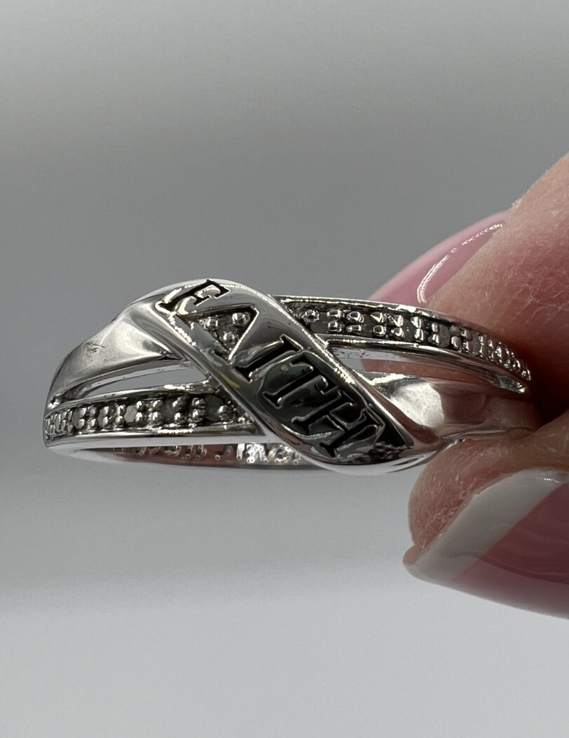 Bradford Exchange “You'll Never Walk Alone” Faith Ring, Sterling