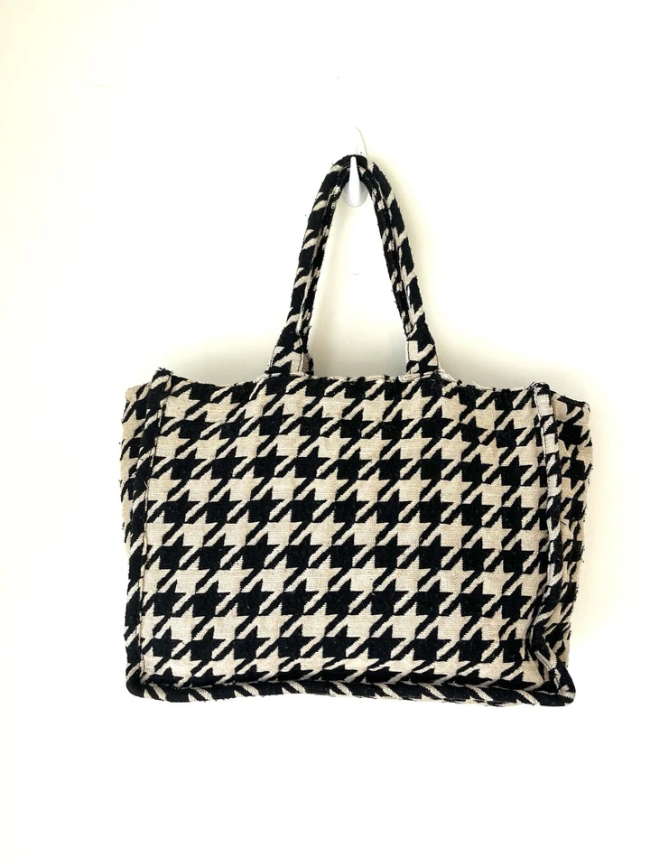 Bolso de Mano H&M Tejido Jacquard GRANDE Algodón Pata de Gallo Edición Limitada Foto 2 de 4