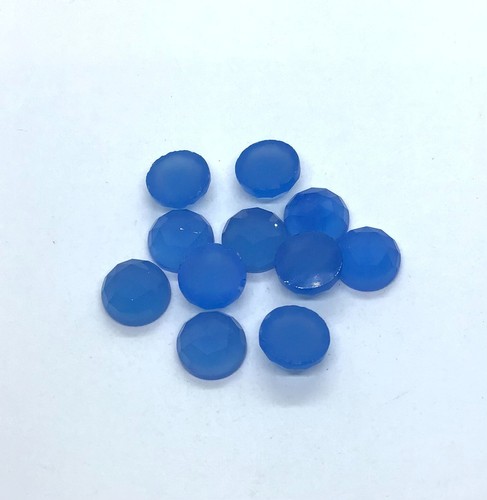 Piedras preciosas sueltas redondas de calcedonia azul natural AAA para hacer joyas - Imagen 6 de 16