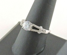 Sterling Silver 1ct Round Cubic Zirconia Ring With Accent Stones