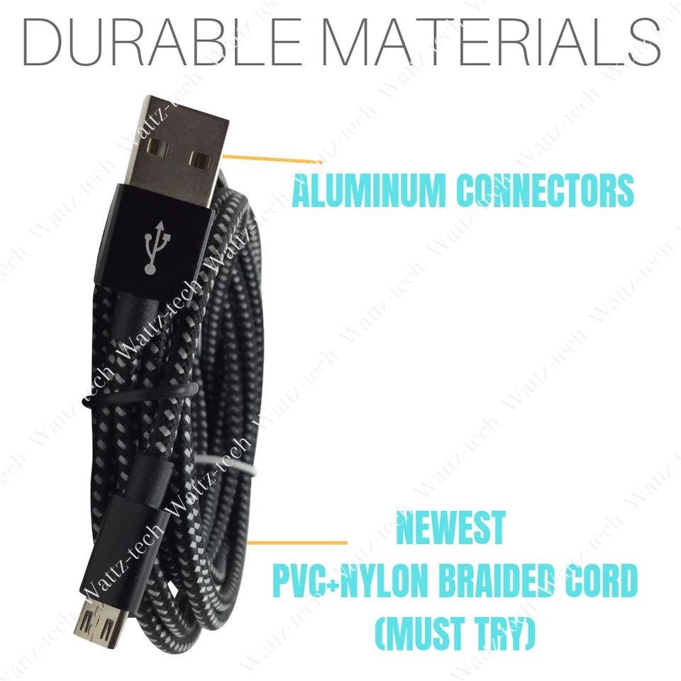 5 PACK 10Ft Fast Micro USB Charger Cable Cord Braided Lot For Android Samsung LG - Image 2 of 4