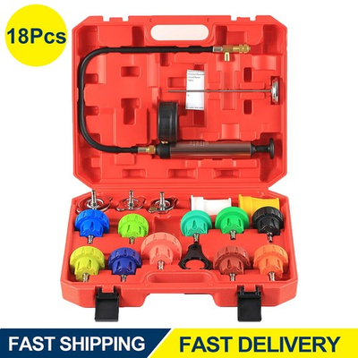 #ad 18pcs Universal Radiator Pressure Tester Kit Coolant Vacuum Type Cooling System $36.98