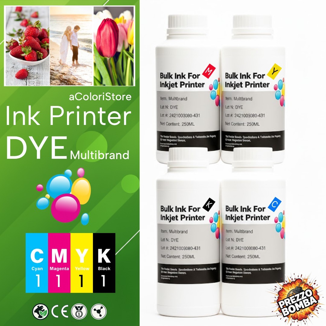 Ricarica inchiostro HP Epson Canon Brother kit per cartucce stampante 250ml X 4