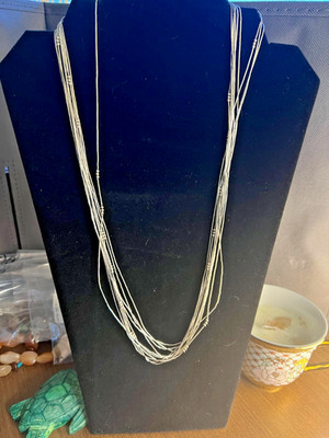 Vintage 925 Sterling flüssiges Silber Perlen 10 Stränge Halskette 16''