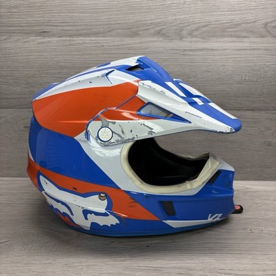 Fox KTM Youth V1 Motocross Helmet YM 49-50cm ECE DOT White Blue Orange