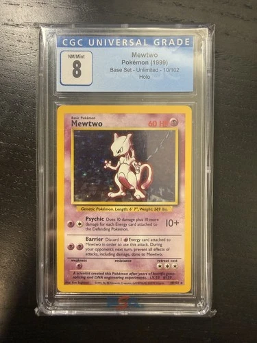 1999 Pokémon Mewtwo #10 Base Set Holo CGC 8