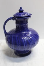 Vintage Carafe w/ Lid Homer Laughlin ??? Cobalt Blue 8.5" Nice Condition