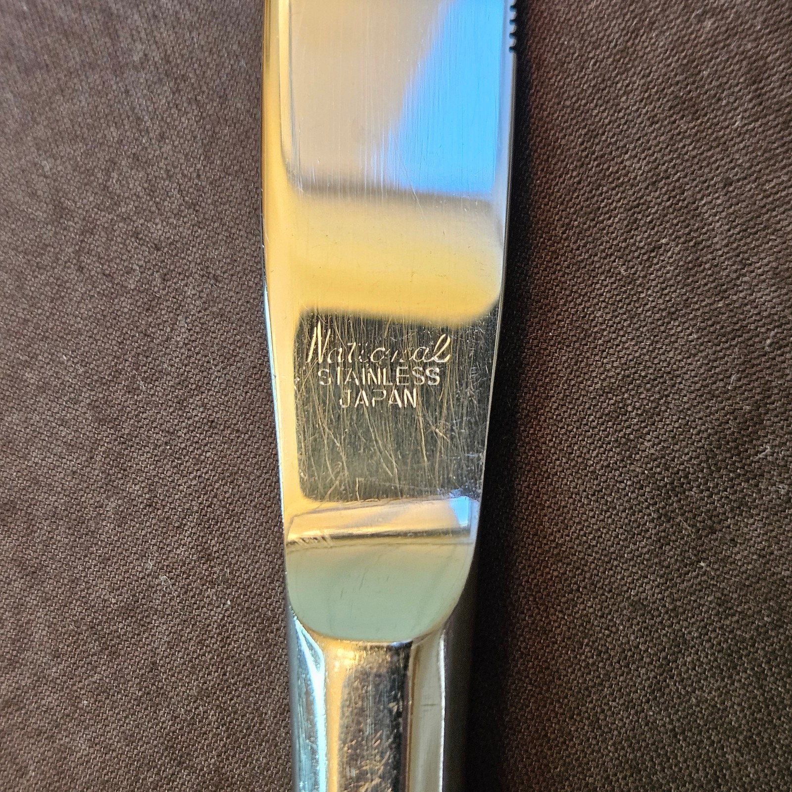 Vtg National Stainless ANTIQUA Glossy Flatware 8 ¼” Dinner Knife Lot of 4 Knives