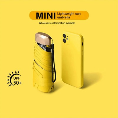 1Pc 55% Off Mini Sun Umbrella Pocket Rain Umbrella Vinyl Folding UV Ultraviolet 
