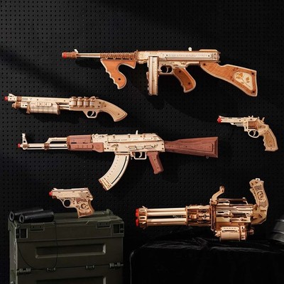 ROKR 3D DIY Wooden Puzzle Pistol Mechanical Gun Model Toy Boy Teens Xmas Gifts