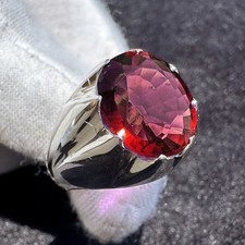 Natural Red Garnet Gemstone With 925 Sterling Silver Ring for Men's Stylish Ring